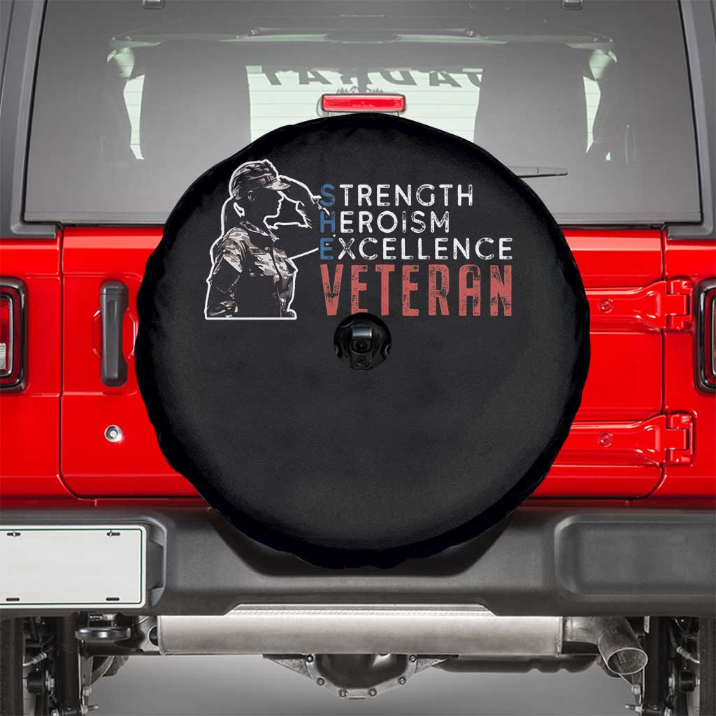 Female Veteran Spare Tire Cover Strength Heroism Excellence Women