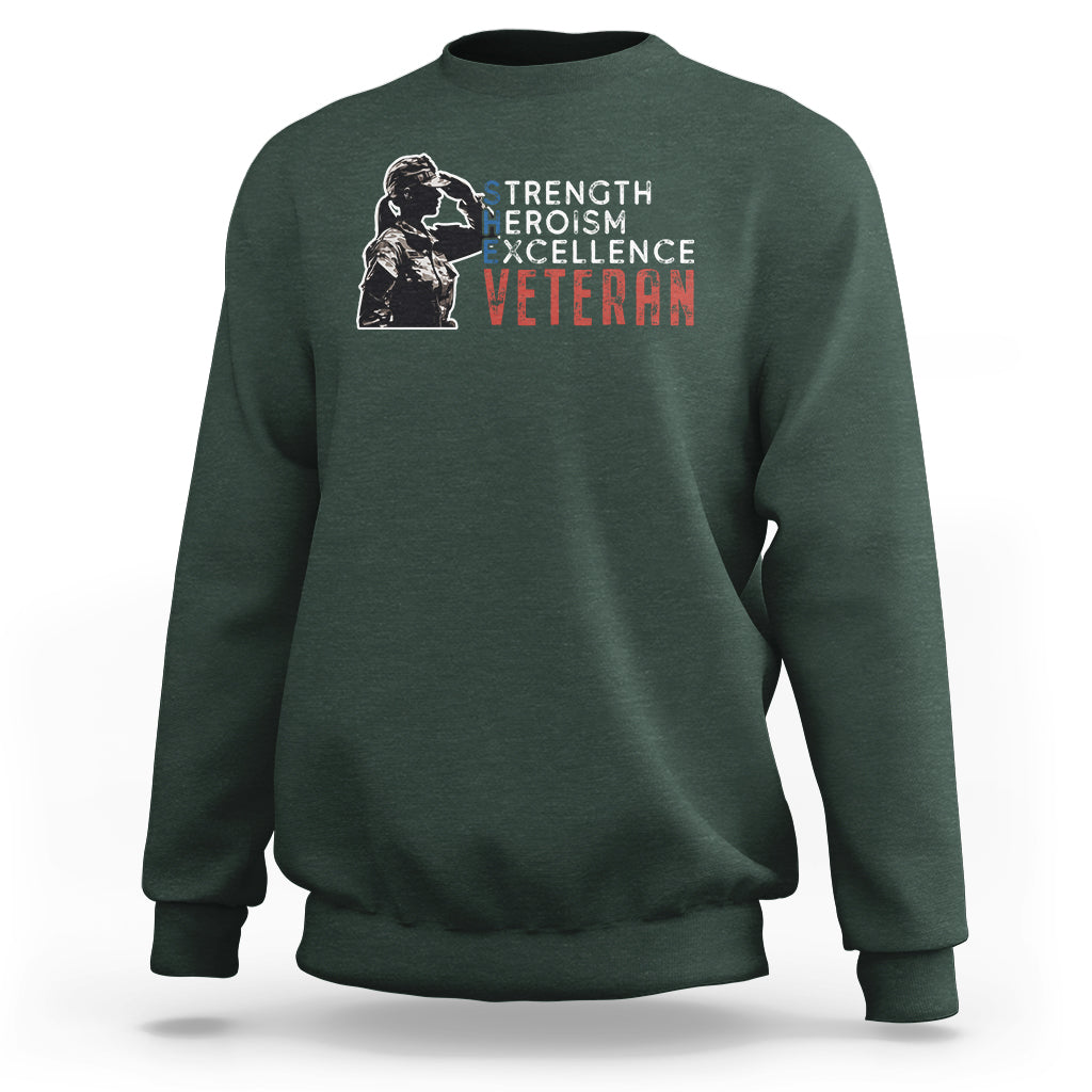 Female Veteran Sweatshirt Strength Heroism Excellence Women - Wonder Print Shop