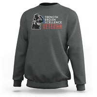 Female Veteran Sweatshirt Strength Heroism Excellence Women - Wonder Print Shop
