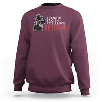 Female Veteran Sweatshirt Strength Heroism Excellence Women - Wonder Print Shop