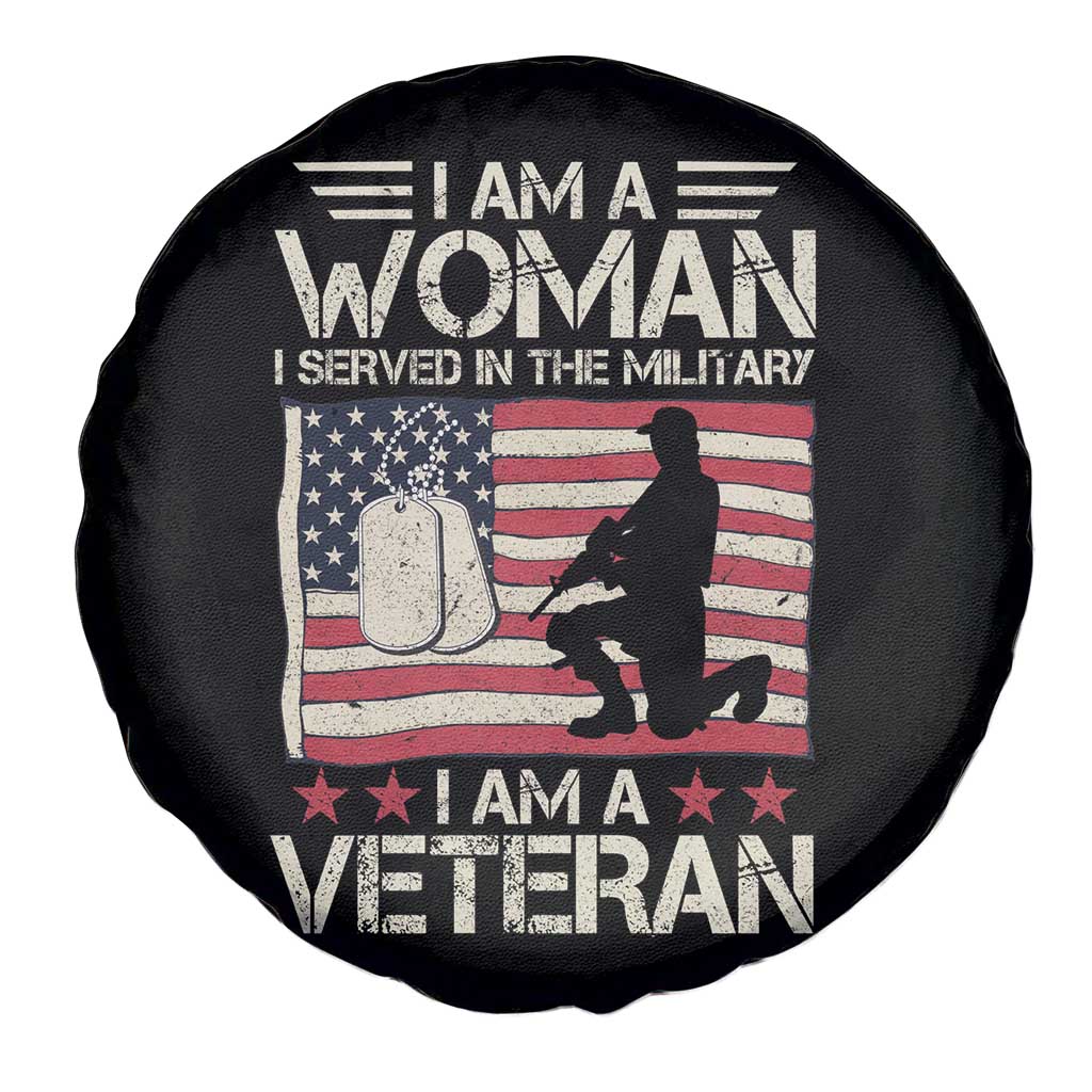 Female Veteran Spare Tire Cover I Am A Woman I Served In The Military American Flag Women