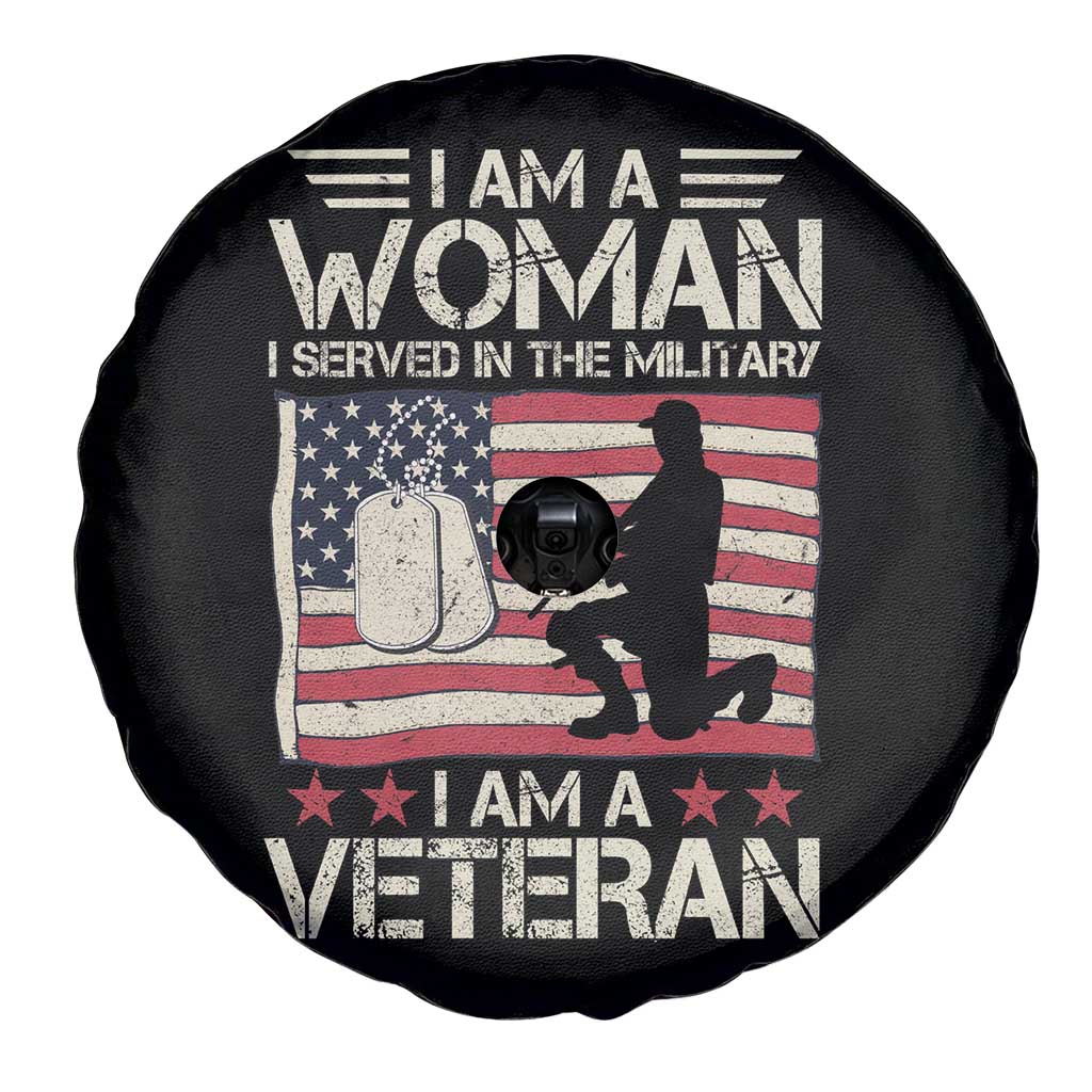 Female Veteran Spare Tire Cover I Am A Woman I Served In The Military American Flag Women