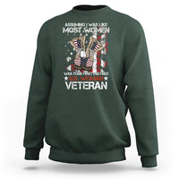 Female Veteran Sweatshirt Assuming I Was Like Most Women Was Your First Mistake American Flag Dog Tags And Combat Boots - Wonder Print Shop