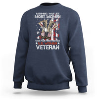 Female Veteran Sweatshirt Assuming I Was Like Most Women Was Your First Mistake American Flag Dog Tags And Combat Boots - Wonder Print Shop