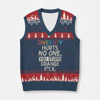 Diversity Hurts No One V-Neck Knit Sweater Vest Equality and Inclusion Bold Statement - Wonder Print Shop