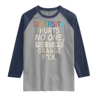 Diversity Hurts No One Raglan Shirt Equality and Inclusion Bold Statement - Wonder Print Shop