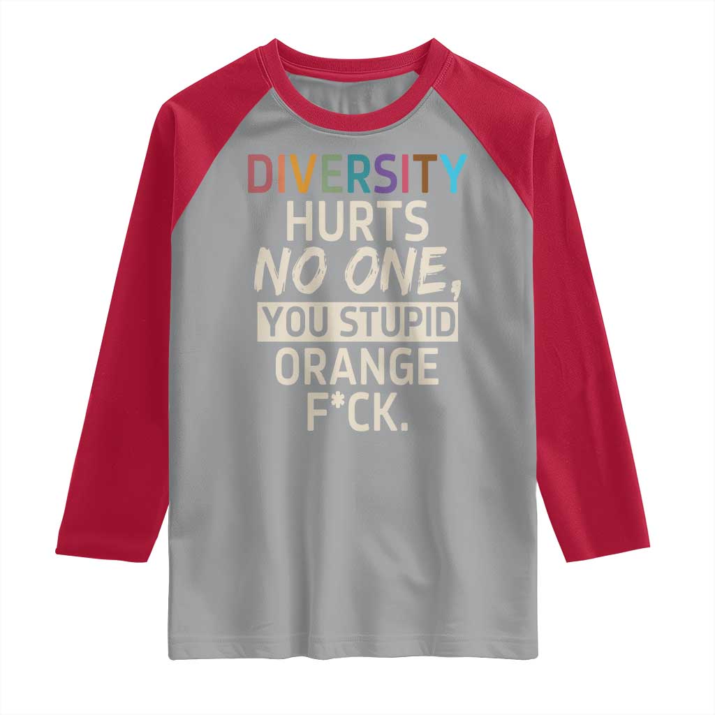 Diversity Hurts No One Raglan Shirt Equality and Inclusion Bold Statement - Wonder Print Shop