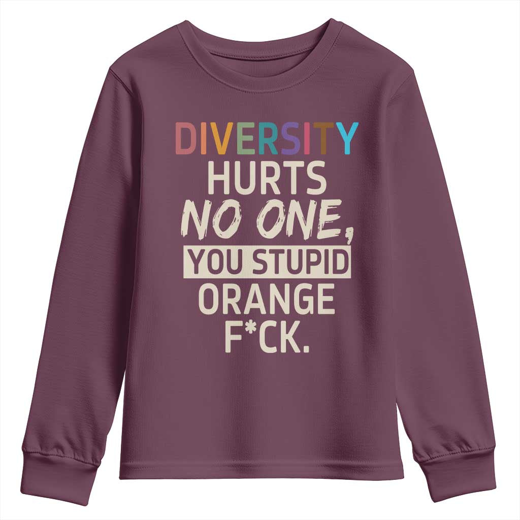 Diversity Hurts No One Youth Sweatshirt Equality and Inclusion Bold Statement - Wonder Print Shop