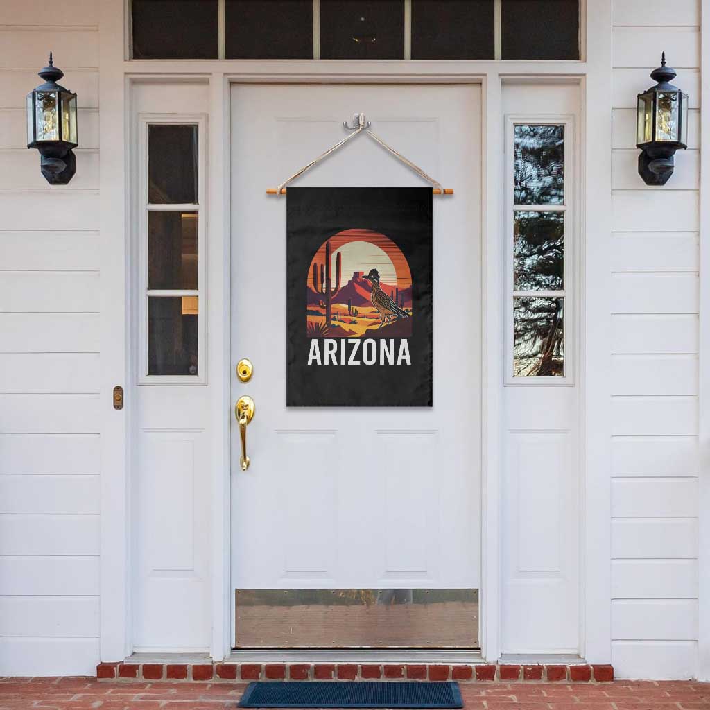 Retro Arizona Roadrunner Desert Sunset Graphic Garden Flag Southwest Saguaro Cactus Wildlife Travel Souvenir