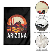 Retro Arizona Roadrunner Desert Sunset Graphic Garden Flag Southwest Saguaro Cactus Wildlife Travel Souvenir