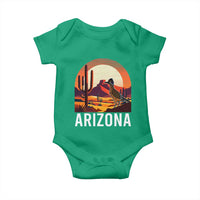 Retro Arizona Roadrunner Desert Sunset Graphic Baby Onesie Southwest Saguaro Cactus Wildlife Travel Souvenir