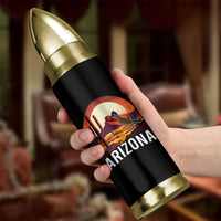 Retro Arizona Roadrunner Desert Sunset Graphic Bullet Tumbler Southwest Saguaro Cactus Wildlife Travel Souvenir