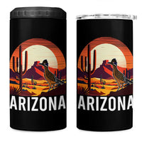 Retro Arizona Roadrunner Desert Sunset Graphic 4 in 1 Can Cooler Tumbler Southwest Saguaro Cactus Wildlife Travel Souvenir