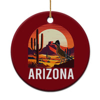Retro Arizona Roadrunner Desert Sunset Graphic Ceramic Ornament Southwest Saguaro Cactus Wildlife Travel Souvenir