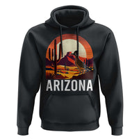 Retro Arizona Roadrunner Desert Sunset Graphic Hoodie Southwest Saguaro Cactus Wildlife Travel Souvenir