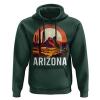 Retro Arizona Roadrunner Desert Sunset Graphic Hoodie Southwest Saguaro Cactus Wildlife Travel Souvenir
