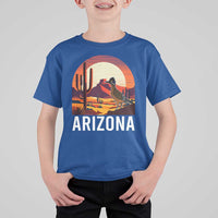 Retro Arizona Roadrunner Desert Sunset Graphic T Shirt For Kid Southwest Saguaro Cactus Wildlife Travel Souvenir