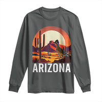 Retro Arizona Roadrunner Desert Sunset Graphic Long Sleeve Shirt Southwest Saguaro Cactus Wildlife Travel Souvenir