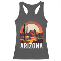 Retro Arizona Roadrunner Desert Sunset Graphic Racerback Tank Top Southwest Saguaro Cactus Wildlife Travel Souvenir
