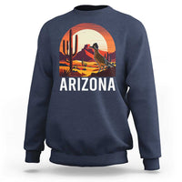 Retro Arizona Roadrunner Desert Sunset Graphic Sweatshirt Southwest Saguaro Cactus Wildlife Travel Souvenir