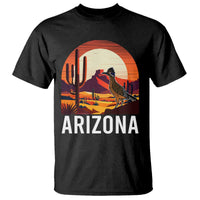 Retro Arizona Roadrunner Desert Sunset Graphic T Shirt Southwest Saguaro Cactus Wildlife Travel Souvenir