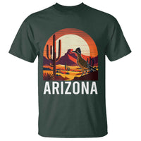 Retro Arizona Roadrunner Desert Sunset Graphic T Shirt Southwest Saguaro Cactus Wildlife Travel Souvenir