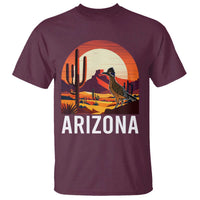 Retro Arizona Roadrunner Desert Sunset Graphic T Shirt Southwest Saguaro Cactus Wildlife Travel Souvenir