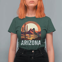 Retro Arizona Roadrunner Desert Sunset Graphic T Shirt For Women Southwest Saguaro Cactus Wildlife Travel Souvenir