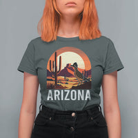 Retro Arizona Roadrunner Desert Sunset Graphic T Shirt For Women Southwest Saguaro Cactus Wildlife Travel Souvenir