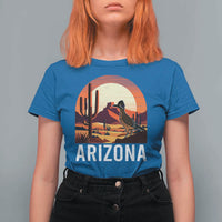 Retro Arizona Roadrunner Desert Sunset Graphic T Shirt For Women Southwest Saguaro Cactus Wildlife Travel Souvenir