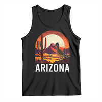 Retro Arizona Roadrunner Desert Sunset Graphic Tank Top Southwest Saguaro Cactus Wildlife Travel Souvenir
