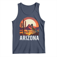 Retro Arizona Roadrunner Desert Sunset Graphic Tank Top Southwest Saguaro Cactus Wildlife Travel Souvenir