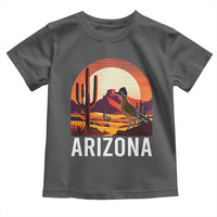 Retro Arizona Roadrunner Desert Sunset Graphic Toddler T Shirt Southwest Saguaro Cactus Wildlife Travel Souvenir