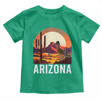 Retro Arizona Roadrunner Desert Sunset Graphic Toddler T Shirt Southwest Saguaro Cactus Wildlife Travel Souvenir