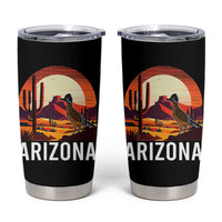 Retro Arizona Roadrunner Desert Sunset Graphic Tumbler Cup Southwest Saguaro Cactus Wildlife Travel Souvenir