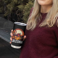 Retro Arizona Roadrunner Desert Sunset Graphic Tumbler Cup Southwest Saguaro Cactus Wildlife Travel Souvenir