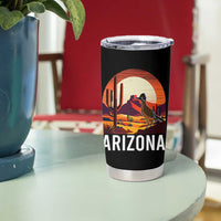 Retro Arizona Roadrunner Desert Sunset Graphic Tumbler Cup Southwest Saguaro Cactus Wildlife Travel Souvenir
