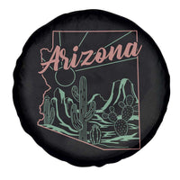 Vintage Arizona State Outline Desert Sunset Graphic Spare Tire Cover Retro Southwest Saguaro Cactus Travel Souvenir