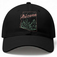 Vintage Arizona State Outline Desert Sunset Graphic Baseball Cap Retro Southwest Saguaro Cactus Travel Souvenir
