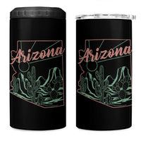 Vintage Arizona State Outline Desert Sunset Graphic 4 in 1 Can Cooler Tumbler Retro Southwest Saguaro Cactus Travel Souvenir