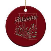 Vintage Arizona State Outline Desert Sunset Graphic Ceramic Ornament Retro Southwest Saguaro Cactus Travel Souvenir