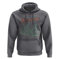 Vintage Arizona State Outline Desert Sunset Graphic Hoodie Retro Southwest Saguaro Cactus Travel Souvenir