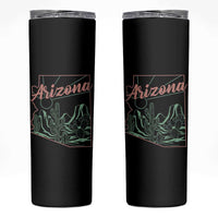 Vintage Arizona State Outline Desert Sunset Graphic Skinny Tumbler Retro Southwest Saguaro Cactus Travel Souvenir