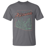 Vintage Arizona State Outline Desert Sunset Graphic T Shirt Retro Southwest Saguaro Cactus Travel Souvenir