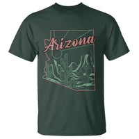 Vintage Arizona State Outline Desert Sunset Graphic T Shirt Retro Southwest Saguaro Cactus Travel Souvenir