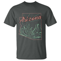 Vintage Arizona State Outline Desert Sunset Graphic T Shirt Retro Southwest Saguaro Cactus Travel Souvenir
