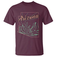 Vintage Arizona State Outline Desert Sunset Graphic T Shirt Retro Southwest Saguaro Cactus Travel Souvenir