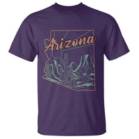 Vintage Arizona State Outline Desert Sunset Graphic T Shirt Retro Southwest Saguaro Cactus Travel Souvenir