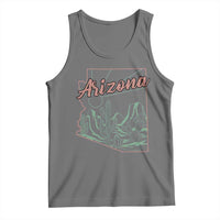 Vintage Arizona State Outline Desert Sunset Graphic Tank Top Retro Southwest Saguaro Cactus Travel Souvenir
