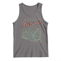 Vintage Arizona State Outline Desert Sunset Graphic Tank Top Retro Southwest Saguaro Cactus Travel Souvenir